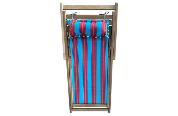 deckchair headrest cushion turquoise red stripes