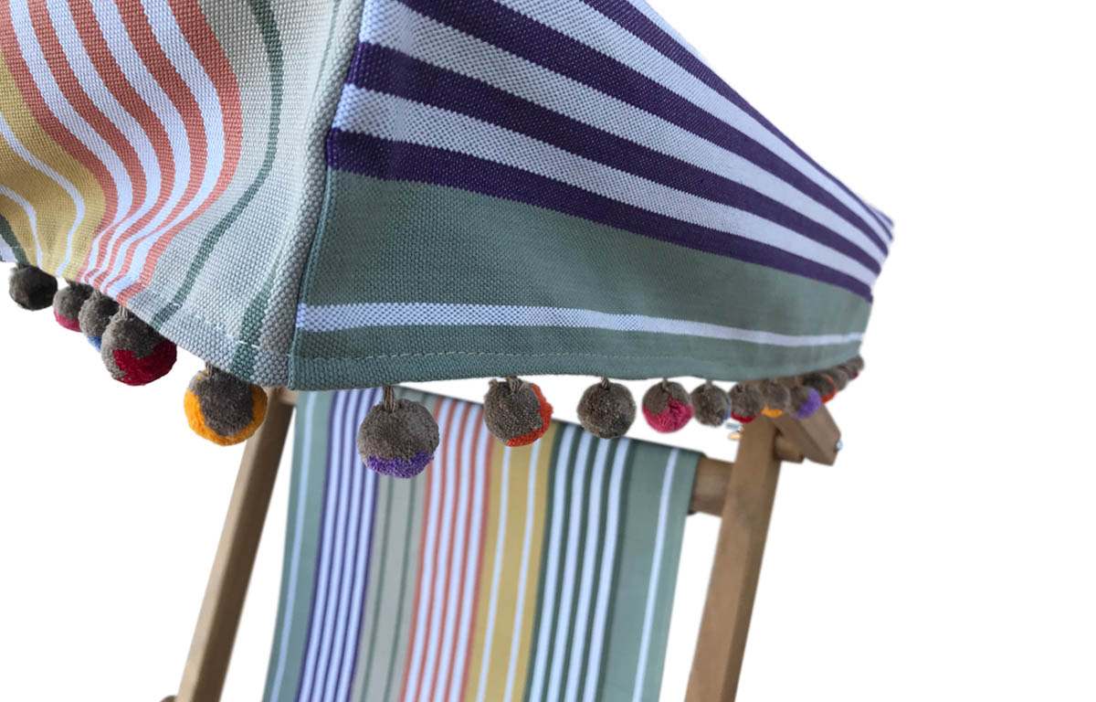 taupe pompom fringe for deckchair canopies