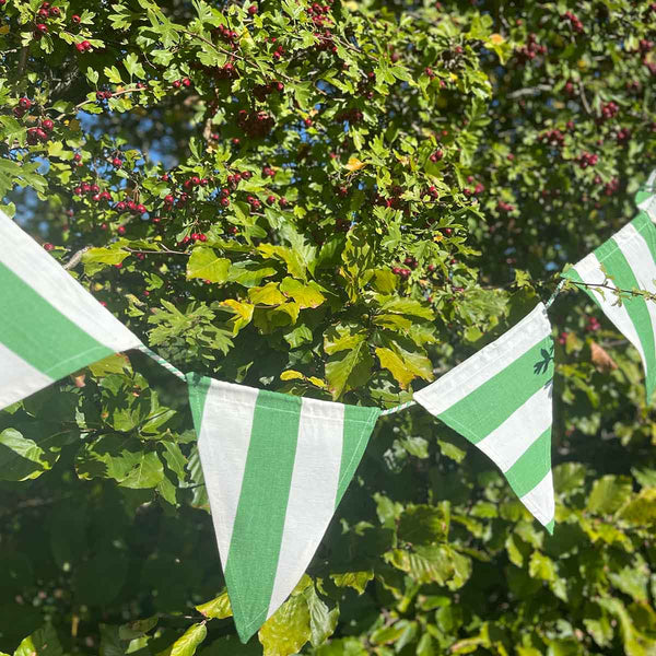 green and white stripe bunting
