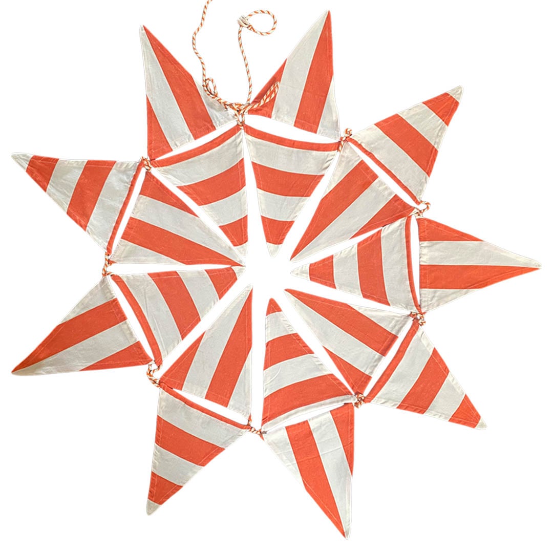 stripe bunting orange and white stripes laid out in a star shape