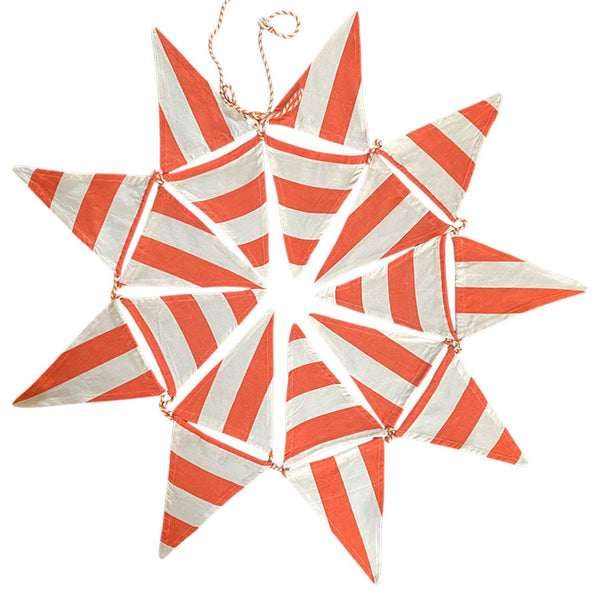 stripe bunting orange and white stripes laid out in a star shape