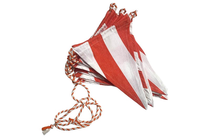 orangecand white striped flag bunting with  rope 