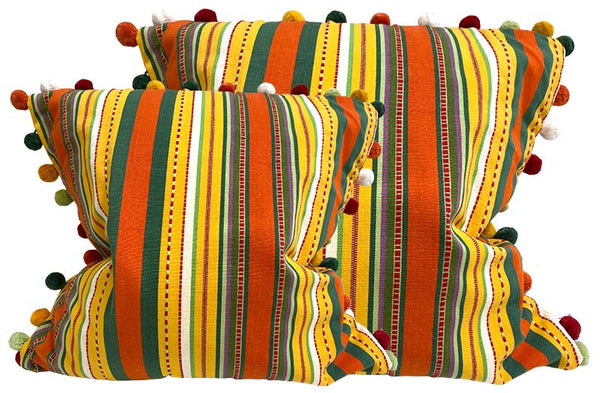 40x40 50x50 yellow orange green stripe cushion covers