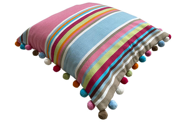 pretty pompom trim cushion