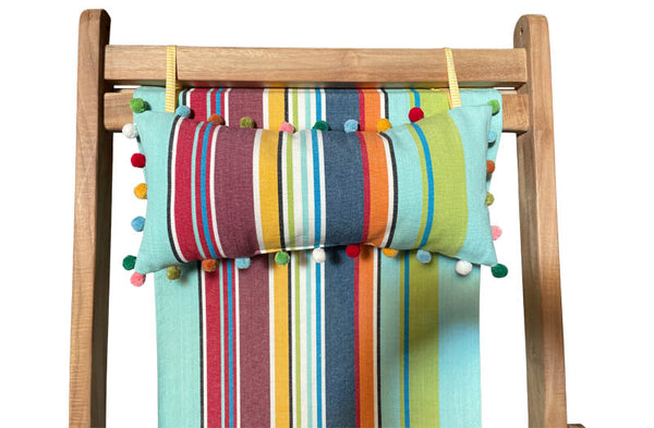 deckchair headrest turquoise navy lime red stripe