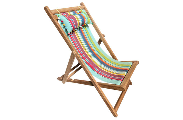 headrest on deckchair aquamarine stripes