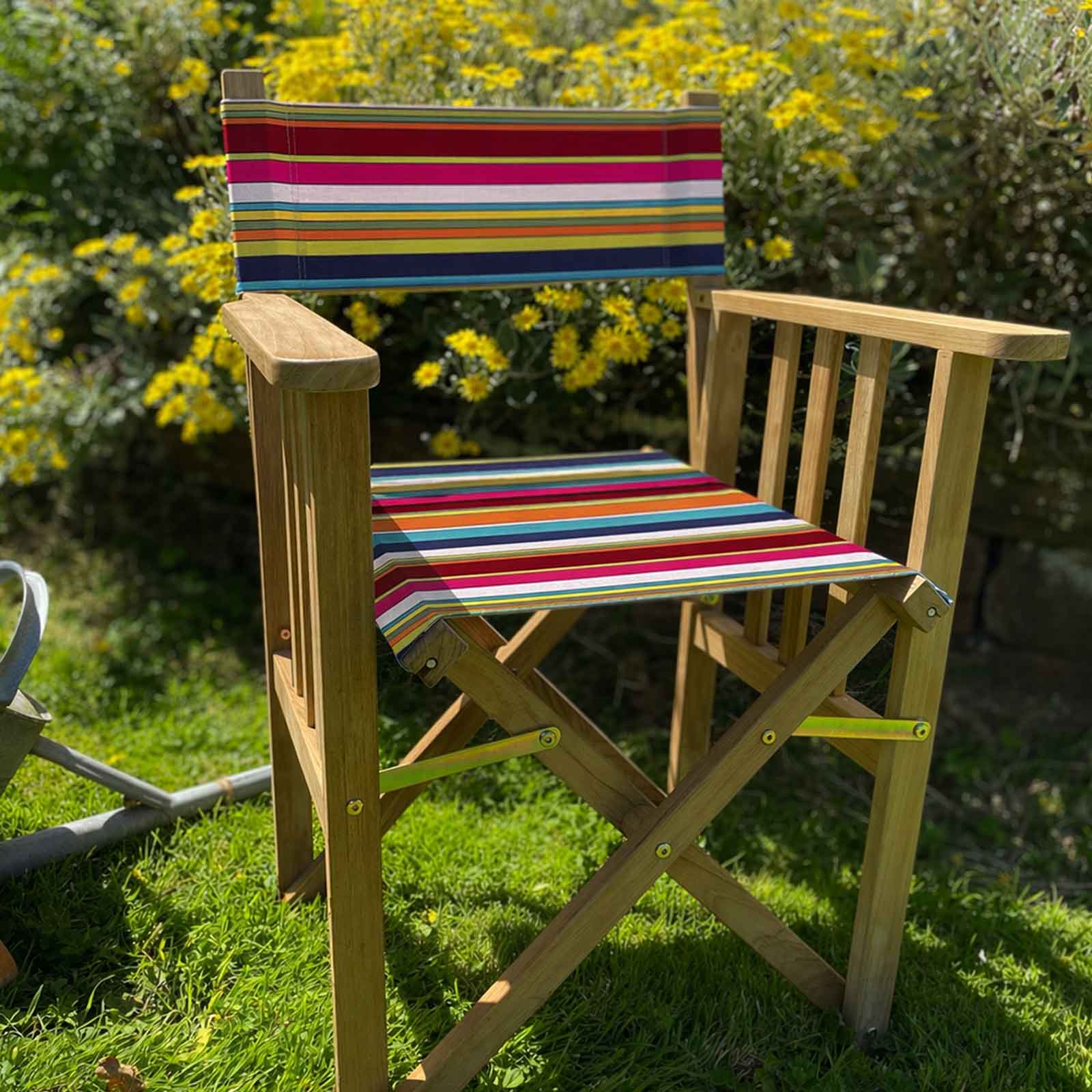 multi stripe covers on directors chair