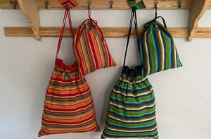 stripe drawstring bags