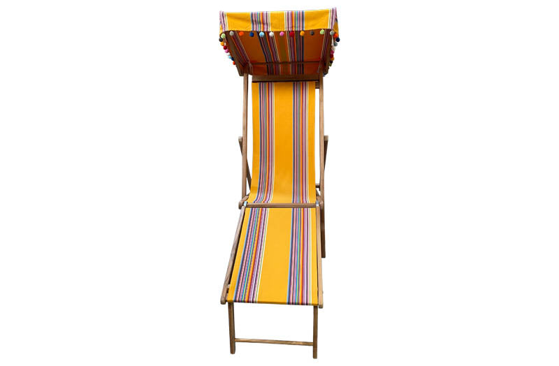 yellow stripe canopy deck chair