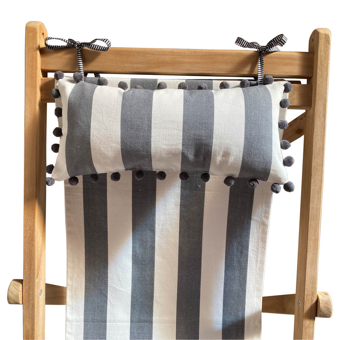 deckchair headrest grey white stripes