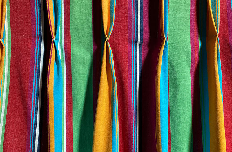 bright striped curtain material