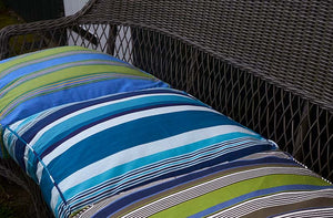 large sofa seat cushion teal navy aqua stripe