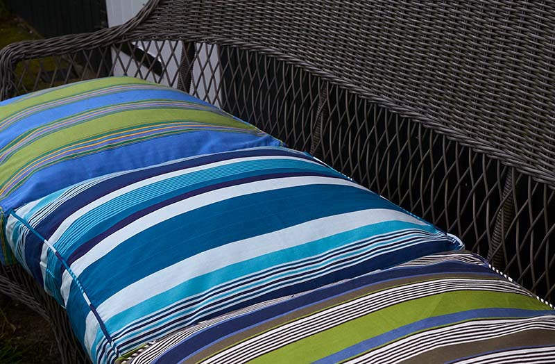 large sofa seat cushion teal navy aqua stripe