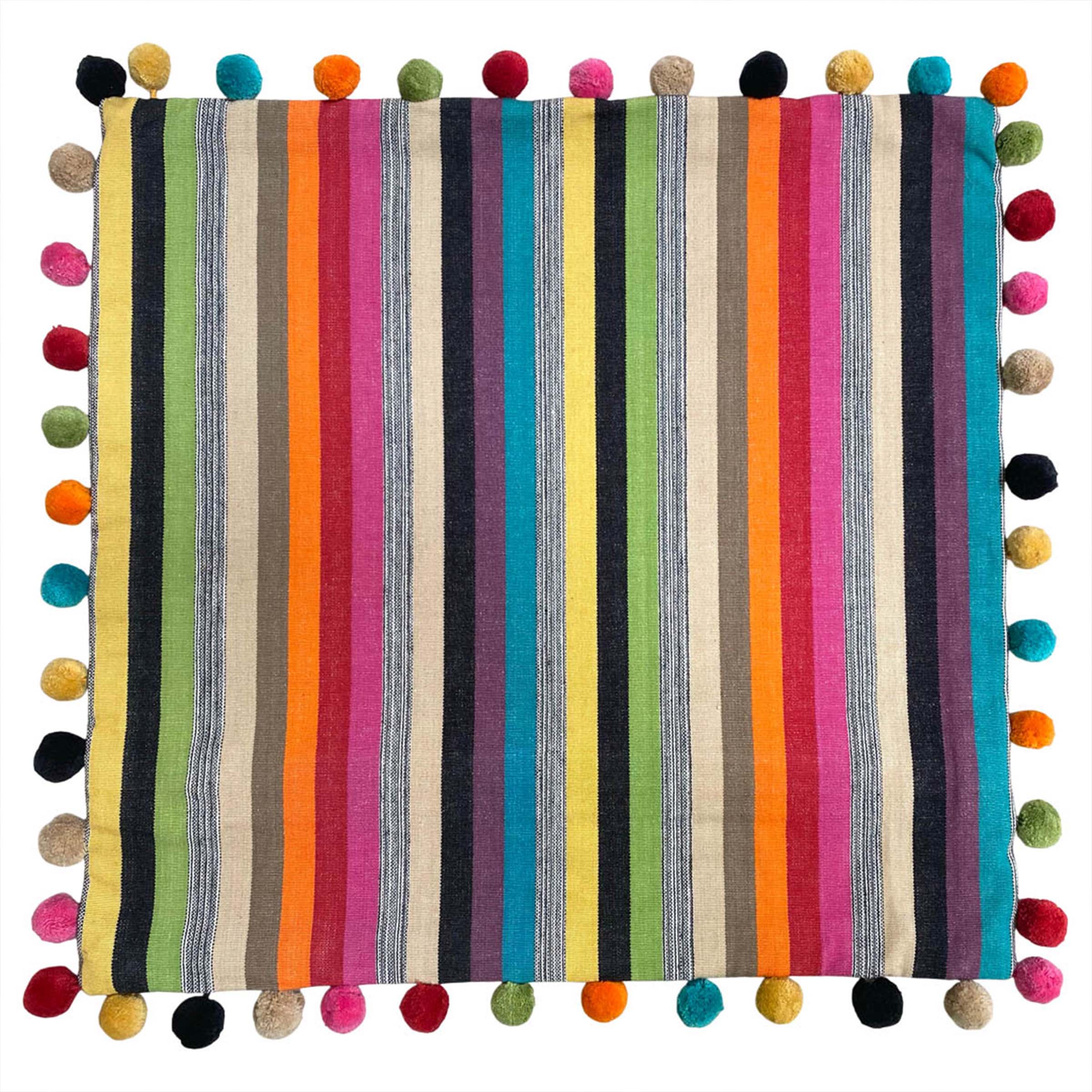 Striped Pompom Cushion Covers