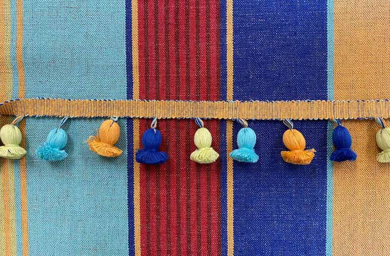 blue red stripe linen material
