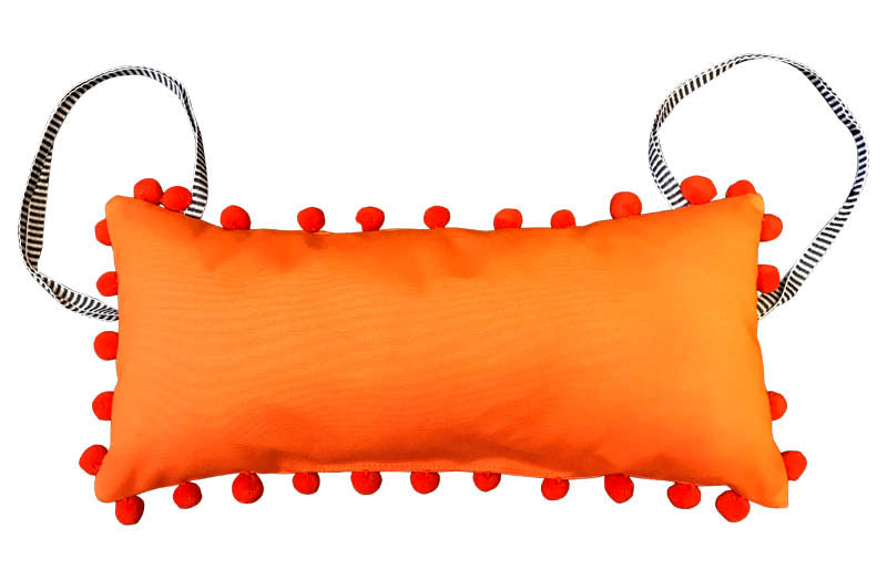 orange headrest orange pompoms black ties
