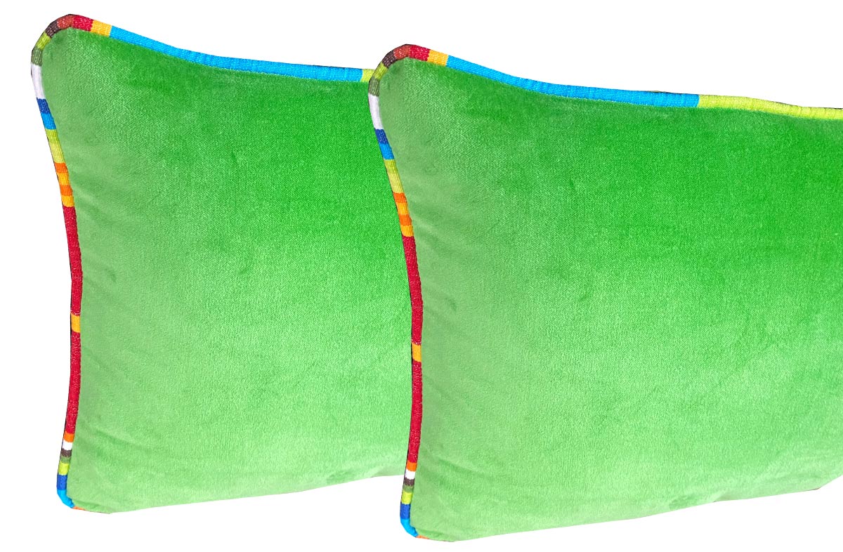 green velvet oblong cushions