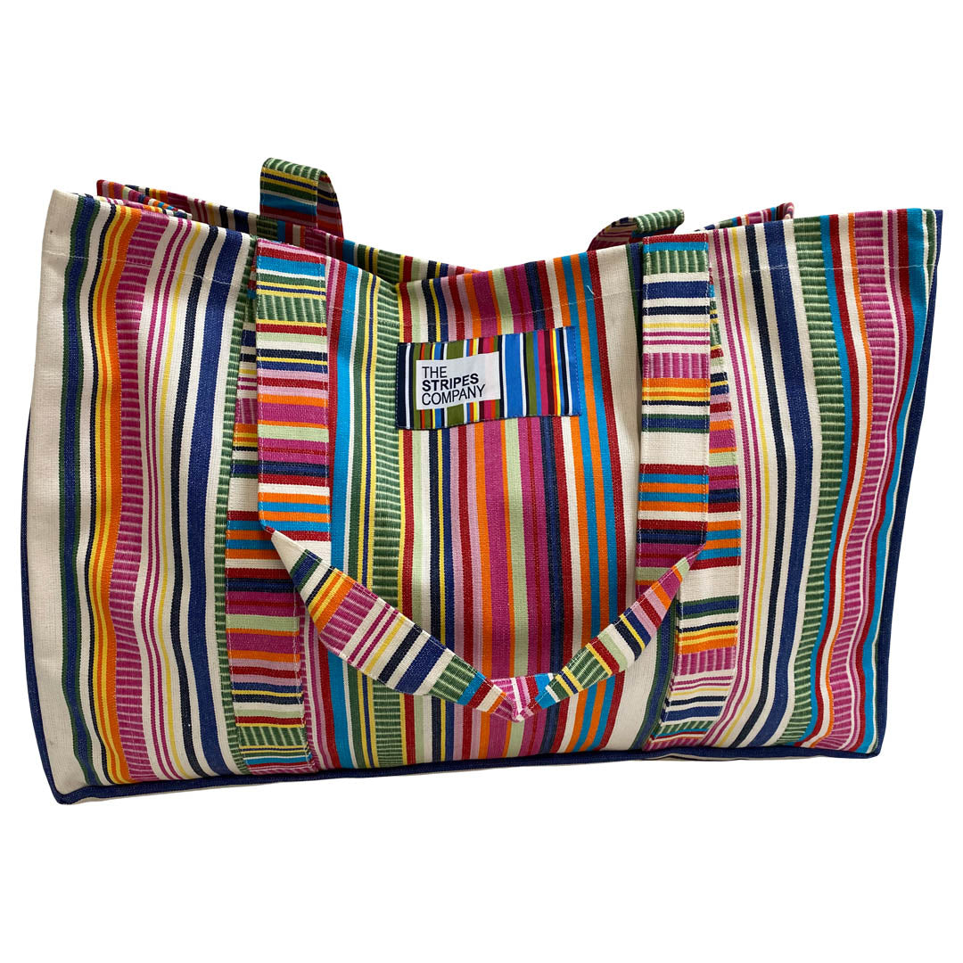 Colourful striped beach bag from the stripes company 