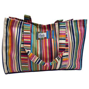 Colourful striped beach bag from the stripes company 