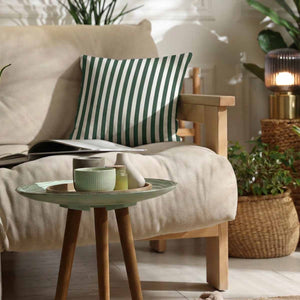 pine green and white stripe cushion cover bespoke made