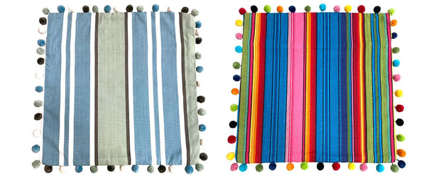 Striped Pompom Cushion Covers
