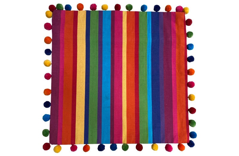 Striped Pompom Cushion Covers