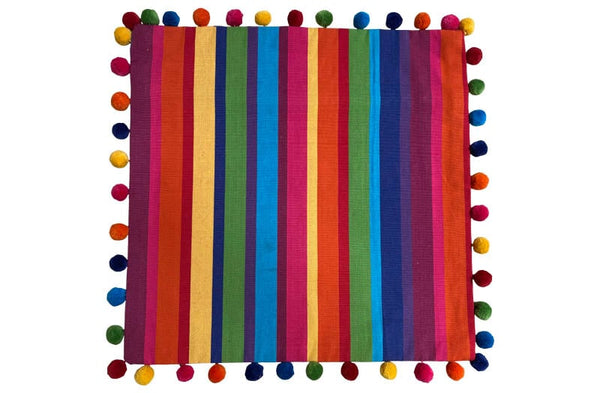 Striped Pompom Cushion Covers