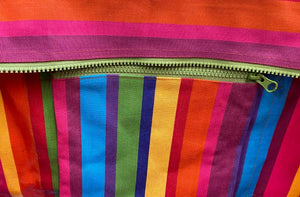 rainbow stripe beach travel bag ripped pocket