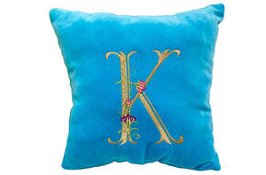 small embroidered velvet cushion