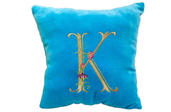 small embroidered velvet cushion