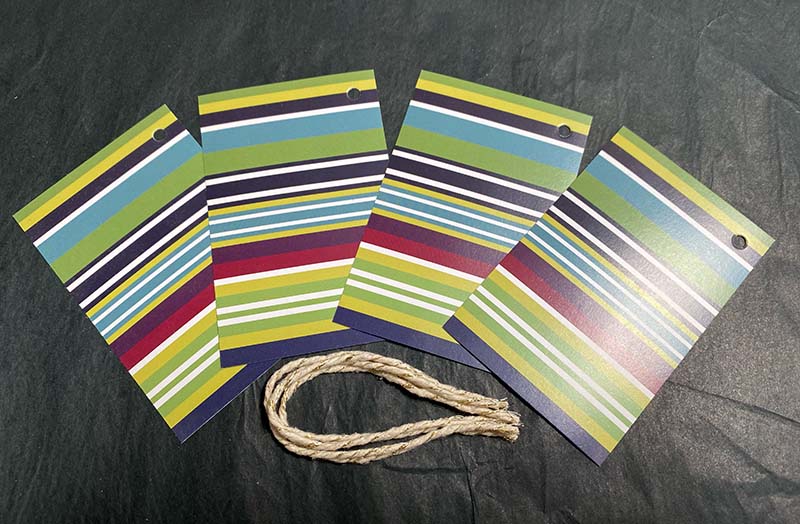 gift tags green blue stripe