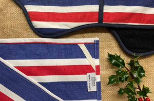 double ovengloves red white blue stripe
