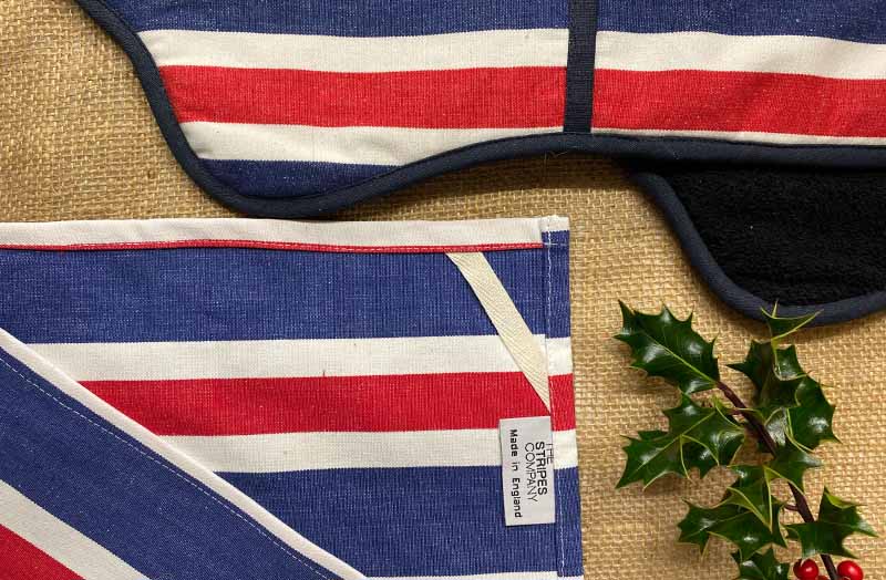 double ovengloves red white blue stripe