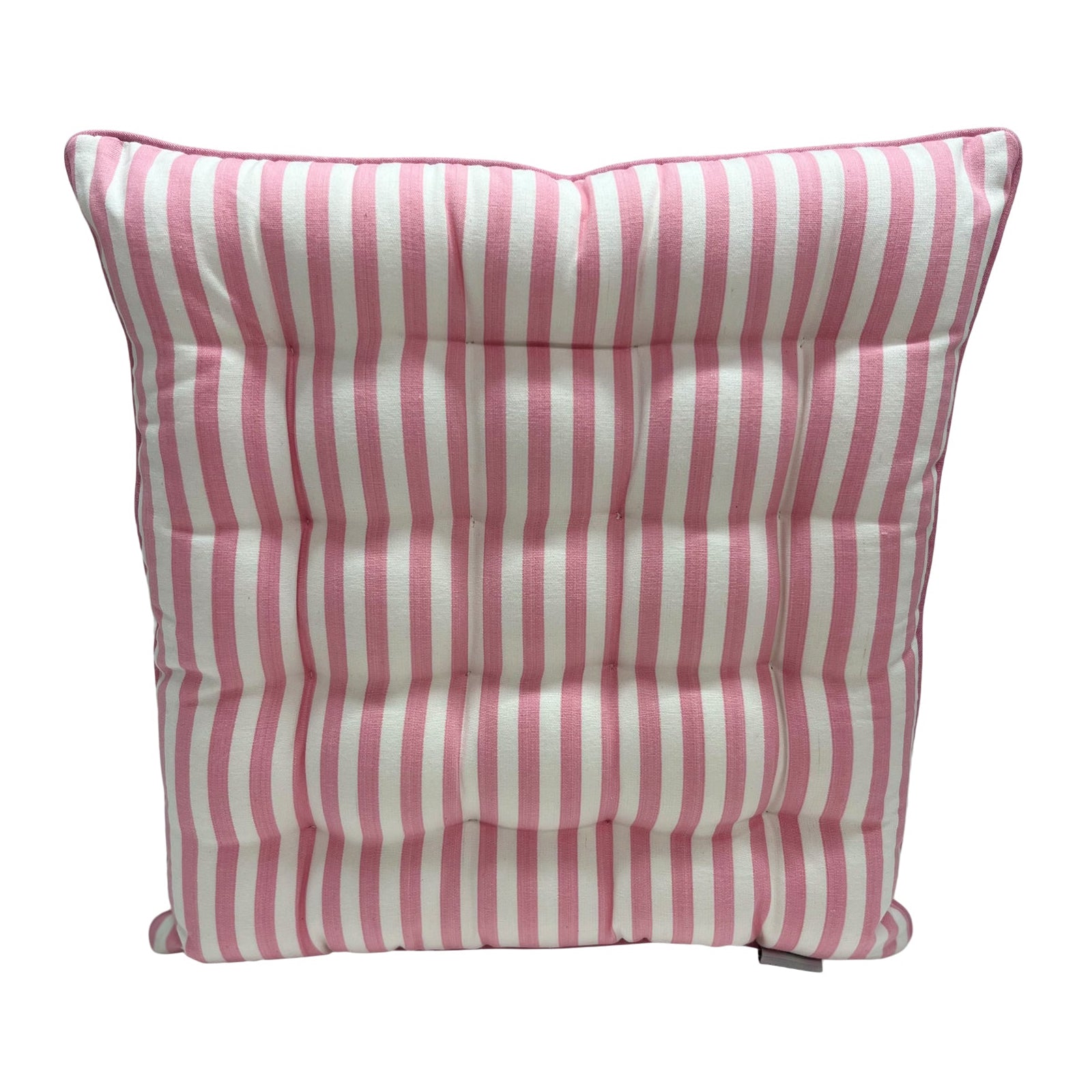 Pink and white striped seat pad 