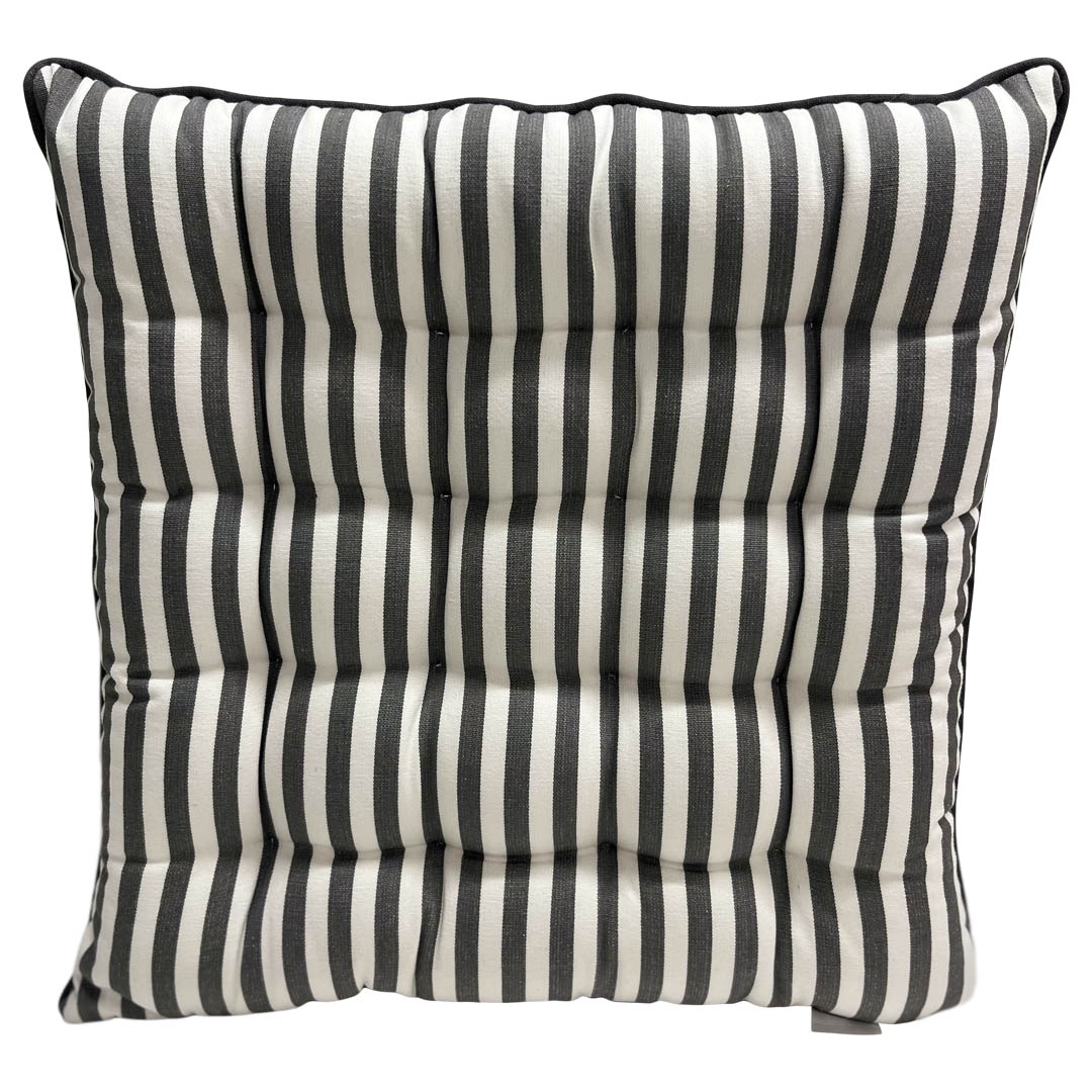 striped seat pad cushion dark grey and white stripes