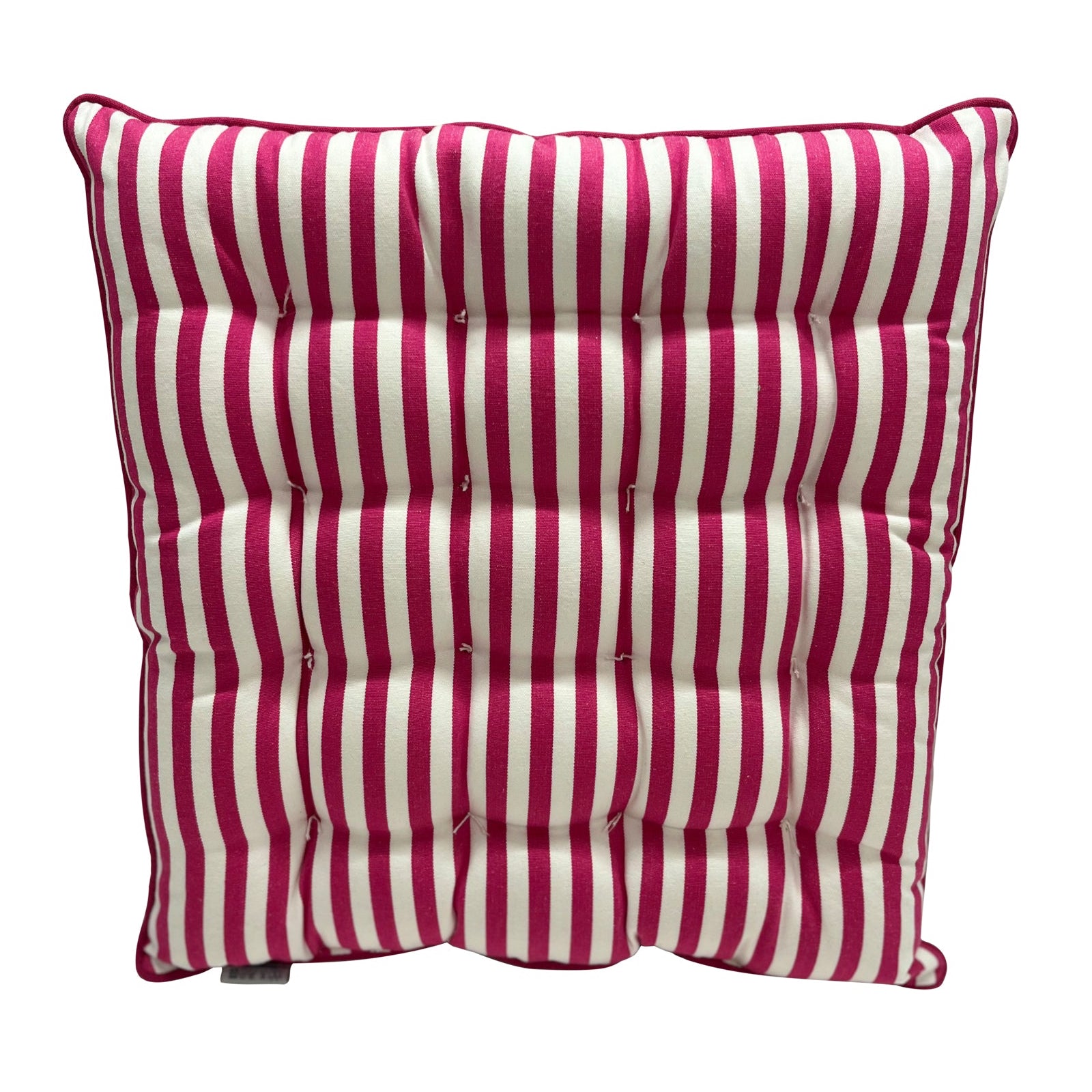 dark pink and white striped seatpad cushion back view