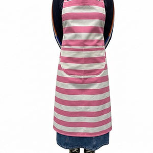 pink and white striped apron