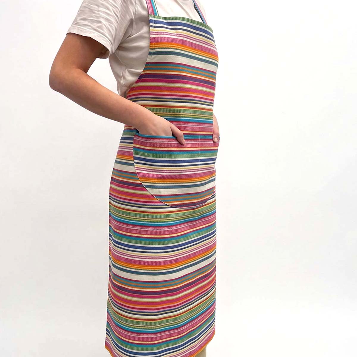 pretty  multi-colour striped apron
