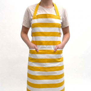 yellow and white striped cotton apron baking cookery gifts gardening crafting