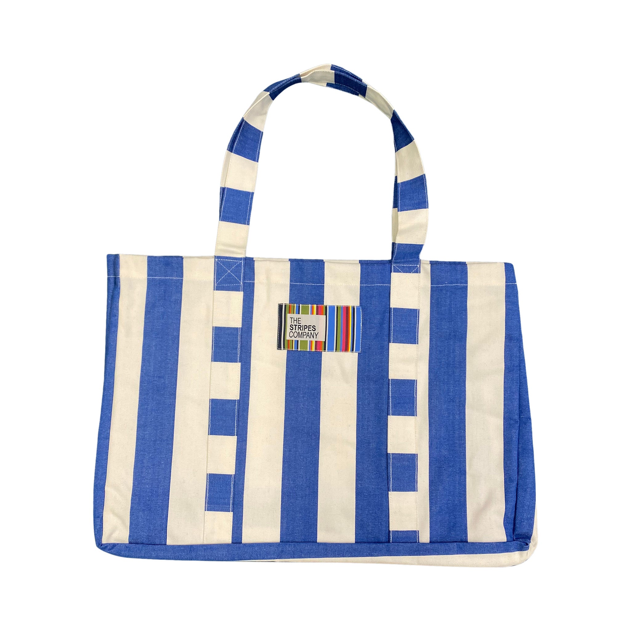 xl blue and white striped tote bag