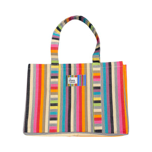 Multicolour striped tote bag xl