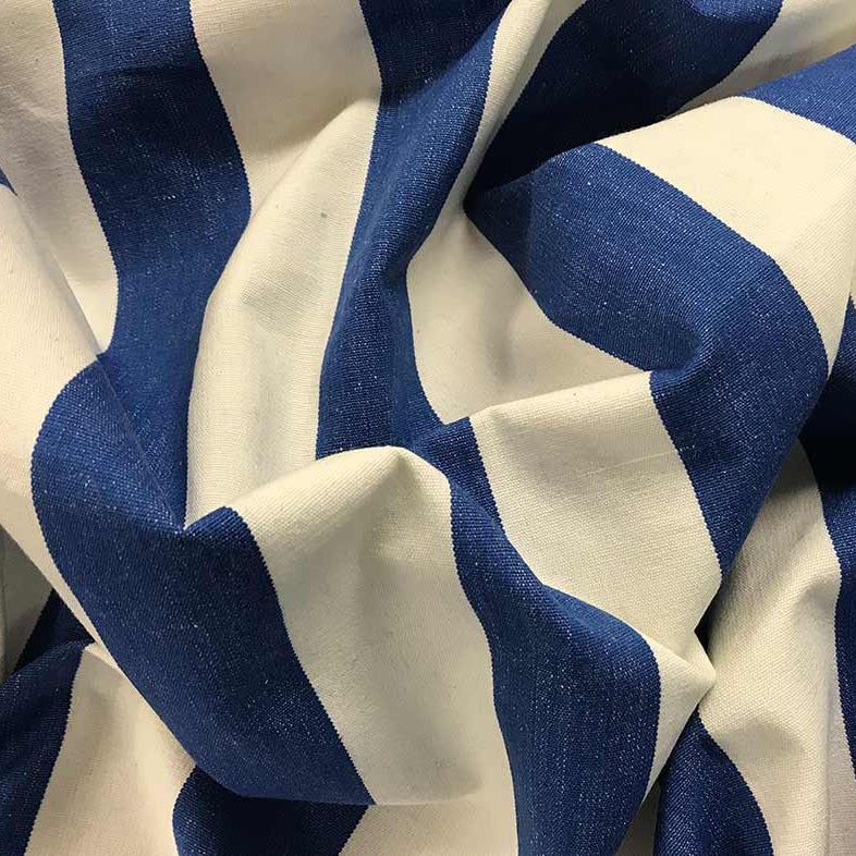 blue off white stripe fabric