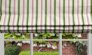 roman blind ticking fabric beige green pink stripe