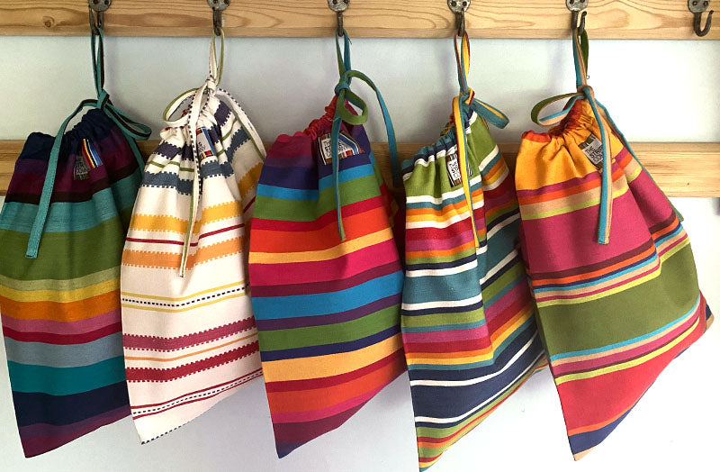 striped shoe bags