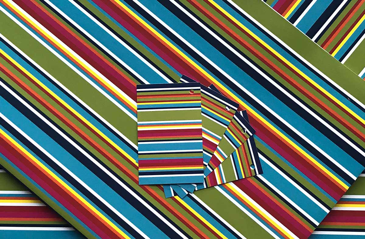 red green blue stripe gift wrap