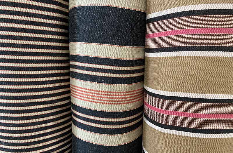 ticking fabrics black beige stripes