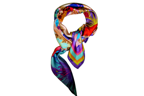 navy striped silk scarf