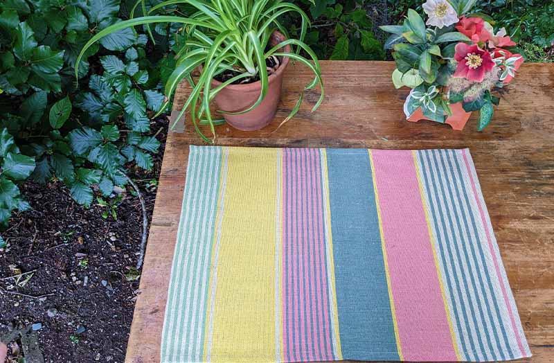 yellow pink green place mat