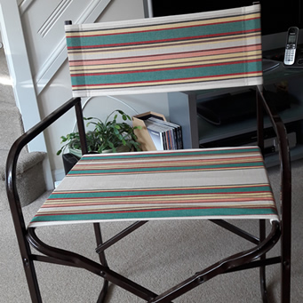 Metal Directors Chair recovered in The Stripes Company Fabric