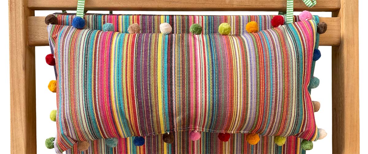 Deckchair Headrest Cushions | Tie on Pompom Headrest Pillow